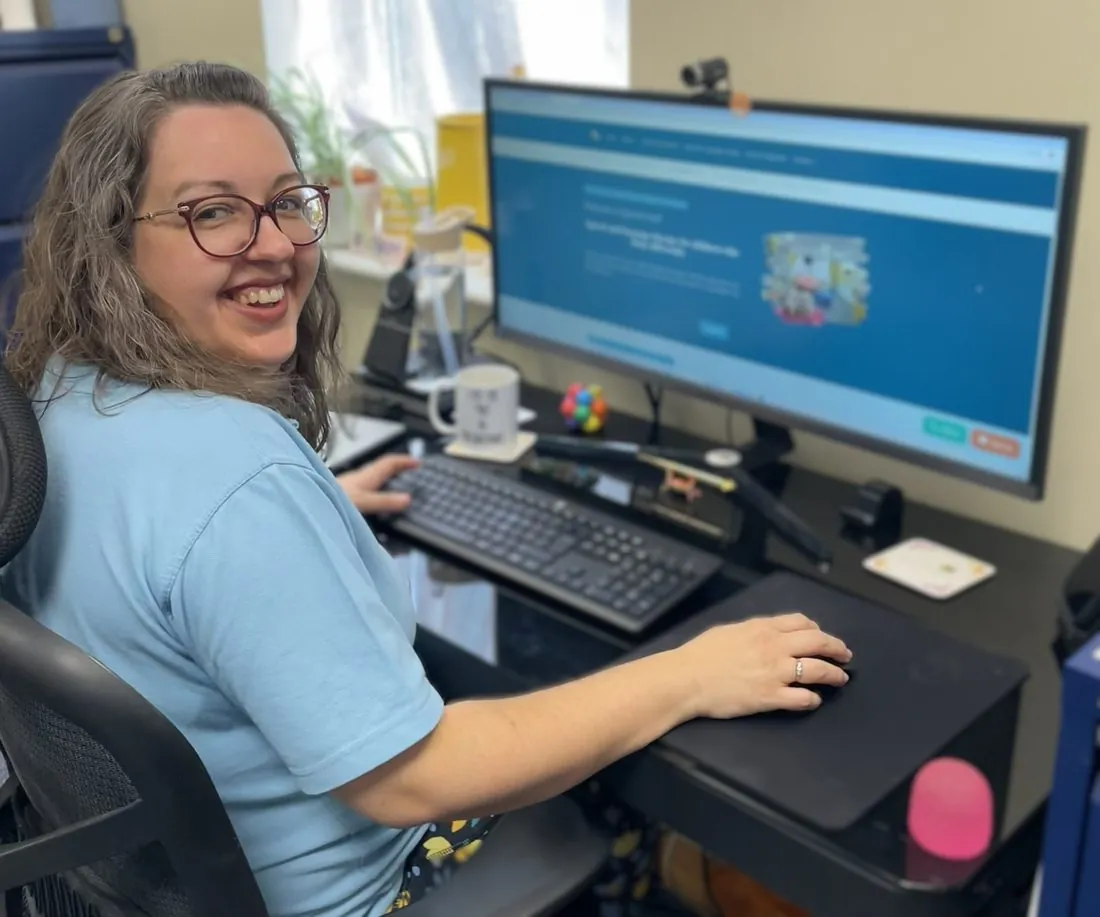 Speech Stuff team member at her desk